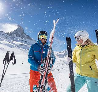 Skifahrer machen sich bereit